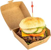 Caja para Mini Hamburguesas con Tapa Abatible, Contenedor Desechable de Papel Kraft para Llevar, para Hamburguesas Pequeñas o Postres, Caja Marrón
