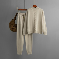 Vêtements pour femmes, automne et hiver, nouveau pull en tricot à col rond imprimé, ensemble décontracté en deux pièces