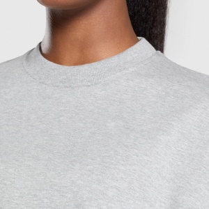 Sweat-shirts pour femmes en coton pur, col rond, couleur unie, coupe ajustée, manches longues, sport et loisirs, grande taille, vente en gros - Product Image 5