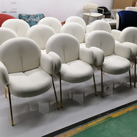 Fauteuils de salle à manger en gros, mobilier moderne de luxe, chaises de salle à manger nordiques en tissu bouclé avec accoudoirs
