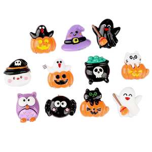 CHENXI Vente en gros 100 pièces Breloques en résine de dessin animé d'Halloween, Cabochons araignée noire à dos plat, pour remplissage de slime et loisirs créatifs - Product Image 1