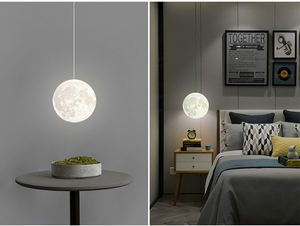Lámpara colgante con forma de Planeta y luna Lunar, luz nórdica 3d para decoración de Navidad, universo creativo - Product Image 4