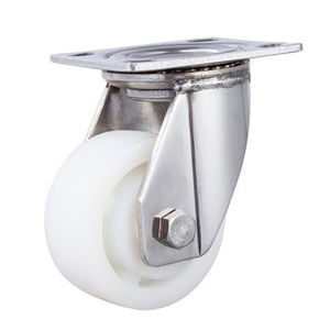 304 SUS Suporte 4 Polegada 5 Polegada 6 Polegada <span class=keywords><strong>8</strong></span> Polegada Industrial Trolley PA Roda De Rodízio De <span class=keywords><strong>Nylon</strong></span> Pesado Giratório Branco - Product Image 3