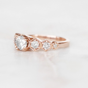 แหวนหมั้นเพชรโมอิสซาไนต์คุณภาพสูงสำหรับผู้หญิง ดีไซน์หรูหรา แหวนสัญญา วงกลมหลายวง ทองคำขาว S925 ชุบทองคำชมพู - Product Image 2