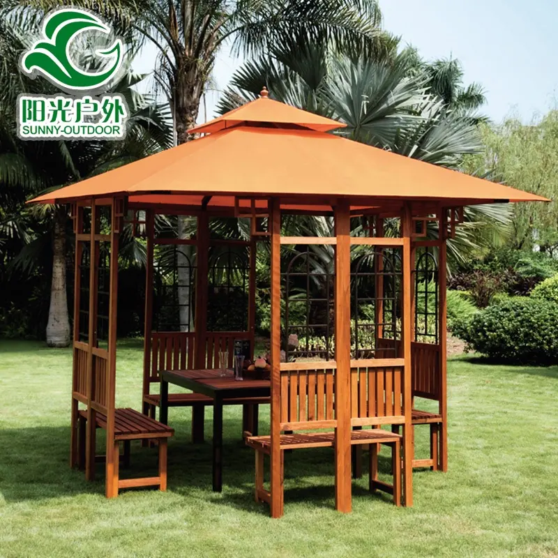 Gazebo chino de madera a prueba de lluvia, Gazebo de madera, diseño para playa y aire libre, oferta