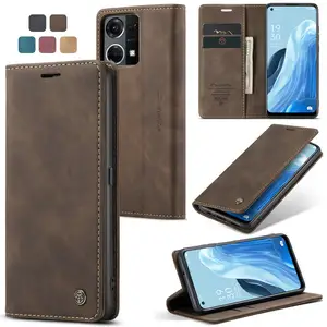 CaseMe WIth Credit Holder Case for OPPO Reno 7 4G Phone Cover Smart Leather Wallet Kickstand Case for Reno 7 4G 8 8 LITE Pro