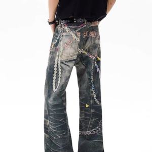 Pantalones Vaqueros de Tiro Medio para Hombre, Estilo Hip Hop, con Estampado Digital 3D, Retro, Funky, Vintage, de Moda Veraniega, Estilo Urbano Original - Product Image 4