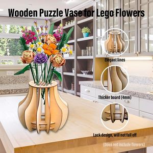 Nouveau design – Vase de présentation en bois à construire soi-même, puzzle 3D en forme de fleur pour adultes - Product Image 6