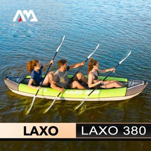 LAXO 380厘米3人充气船皮划艇全聚酯小艇筏独木舟盖3气室户外漂流运动 - Product Image 2