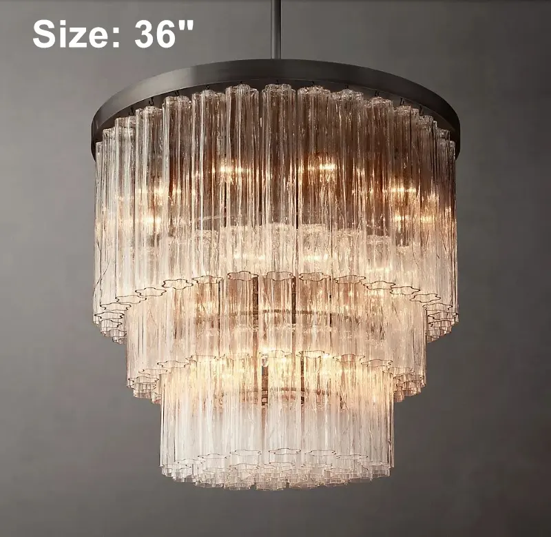 Luxury Glass Chandelier 36" Pendant Lights Round Chandelier