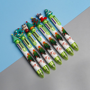 New Christmas Cartoon Head Santa Claus Elk Multi-<b>color</b> Press Creative Ledger <b>Pen</b> 6-<b>color</b> Press Ballpoint <b>Pen</b> - Product Image 3