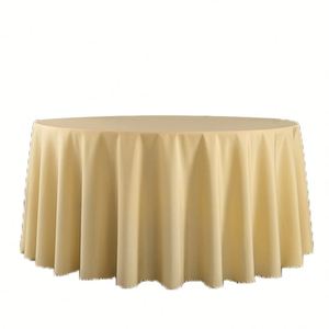 Mantel Redondo Personalizado para Boda de 60 Pulgadas, Mantel de Poliéster Liso con Línea Dorada para Negocios - Product Image 1