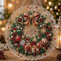 Kit de Peinture Diamant DIY Lingkai : Ornement Suspendu Père Noël Perlé, Tableau Mural Perlé, Art DIY Père Noël