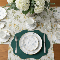 Service de table de luxe en or véritable, motif papillon bleu, en porcelaine fine, assiette de présentation florale en céramique, tasse à café et bol en porcelaine pour mariage