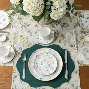 <span class=keywords><strong>Service</strong></span> de table de luxe en or véritable, motif papillon bleu, en <span class=keywords><strong>porcelaine</strong></span> fine, assiette de présentation florale en céramique, tasse à café et bol en <span class=keywords><strong>porcelaine</strong></span> pour mariage - Product Image 2