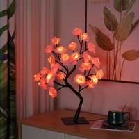 Lampe de table LED moderne en plastique en forme de rose, 26 ampoules, base romantique, veilleuse florale pour chambre à coucher, mariage, décoration intérieure