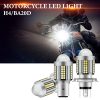 Ampoule LED H4 BA20D 62 SMD pour moto, phare avant haute luminosité, lumière auxiliaire, projecteur laser, lampe de conduite pour moto