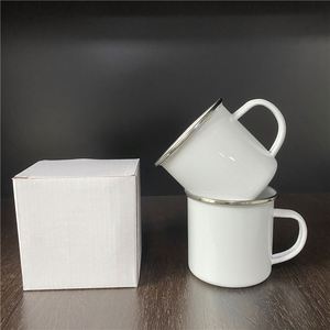 White Coated Mugs Campfire Steel <b>Metal</b> Vintage 11Oz 12Oz Enamel Camping Tin Enamelled Sublimation Mug - Product Image 2