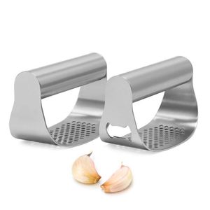 Accessories Metal 2 in 1 New Garlic Press Crusher Manual 304 Stainless Steel Garlic Press Rocker Set With <b>Silicone</b> Peele - Product Image 5
