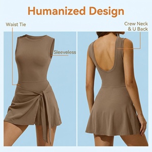 Vestido Deportivo <span class=keywords><strong>Chic</strong></span> con Cintura Ajustable 2 en 1, Mono Deportivo para Gimnasio, Golf y Salidas Casuales, Tenis, Elástico en Cuatro Direcciones, Absorbe el Sudor - Product Image 3