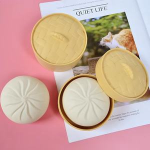 Unzip Toy Adult Kids Decompression Artifact <b>Light</b> TPR Steamed Stuffed Bun Slow Rebound <b>Music</b> Simulation Big Bun Squeezing 8x8cm - Product Image 1