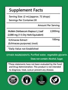 Extracto de Hoja de Gordolobo Certificado GMP OEM ODM, 2 fl.oz, Gotas Líquidas Herbales para el Bienestar, Apoyo Inmunológico, Salud Pulmonar, Apoyo Digestivo - Product Image 2
