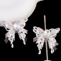 Perles papillon en alliage électroplaqué robustes, perles de zircon, perles en forme de D, perles diamantées, perles à trou droit pour la fabrication de chaînes de téléphone et de porte-clés DIY
