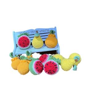 ชุดพวงกุญแจคาราบิเนอร์ถักโครเชต์ทำมือประกอบด้วยมะนาวลูกแพร์ส้มแตงโมสำหรับกระเป๋าและของตกแต่ง - Product Image 5