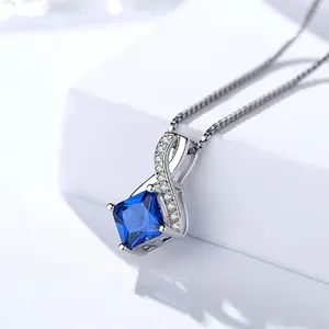 High Quality Silver 925 Wholesale Luxury Sapphire Fine Jewelry Set 925 Sterling Silver Infinity Pendant Necklace Ring Earrings For Women