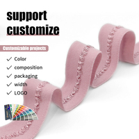 Bande élastique pliée en nylon et élasthanne avec bordure picot, 18 mm, dentelle française jacquard pour accessoires de lingerie