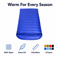 Sac de couchage double pour 2 personnes, style enveloppe, tissu en nylon 400T, 210x140cm, options de poids de remplissage, imperméable, pour le camping et la randonnée