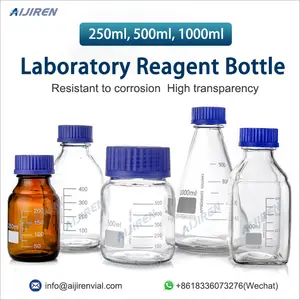 Laboratoire Aijiren GL45 PP Bouchon à vis bleu borosilicate 3.3 Bouteille en verre transparent pour le stockage des médias Bouteille de réactif 100mL