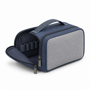 Bolsa de Maquillaje de Poliéster con Doble Cremallera Trasera, Estilo Japonés, Organizador de Cosméticos y Cuidado de la Piel, Jacquard Seigaiha, Asa en Forma de Espina, Personalizable - Product Image 5