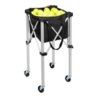 Chariot pliable portable en métal pour balles de tennis, pickleball et baseball, en tissu Oxford 600D, avec rotation à 360° °   Roues en PU