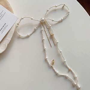 ปิ่นปักผมไข่มุกสีขาวสำหรับงานแต่งงานของเด็กผู้หญิงกิ๊บติดผมไข่มุกพู่<span class=keywords><strong>ยาว</strong></span>สำหรับตกแต่งผมรูปตัวยู - Product Image 1