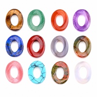 2068-18x23mm Anneau QQ en Améthyste et Agate, Pierres semi-précieuses, Forme bouton, Ovale creux, Matériel DIY pour pendentifs, colliers et bracelets