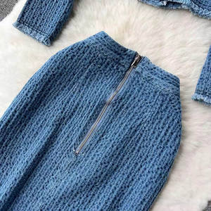 Boutique autunno nuova giacca alla moda in Denim corto <span class=keywords><strong>con</strong></span> <span class=keywords><strong>frange</strong></span> e Modulare mezza <span class=keywords><strong>gonna</strong></span> da donna - Product Image 3