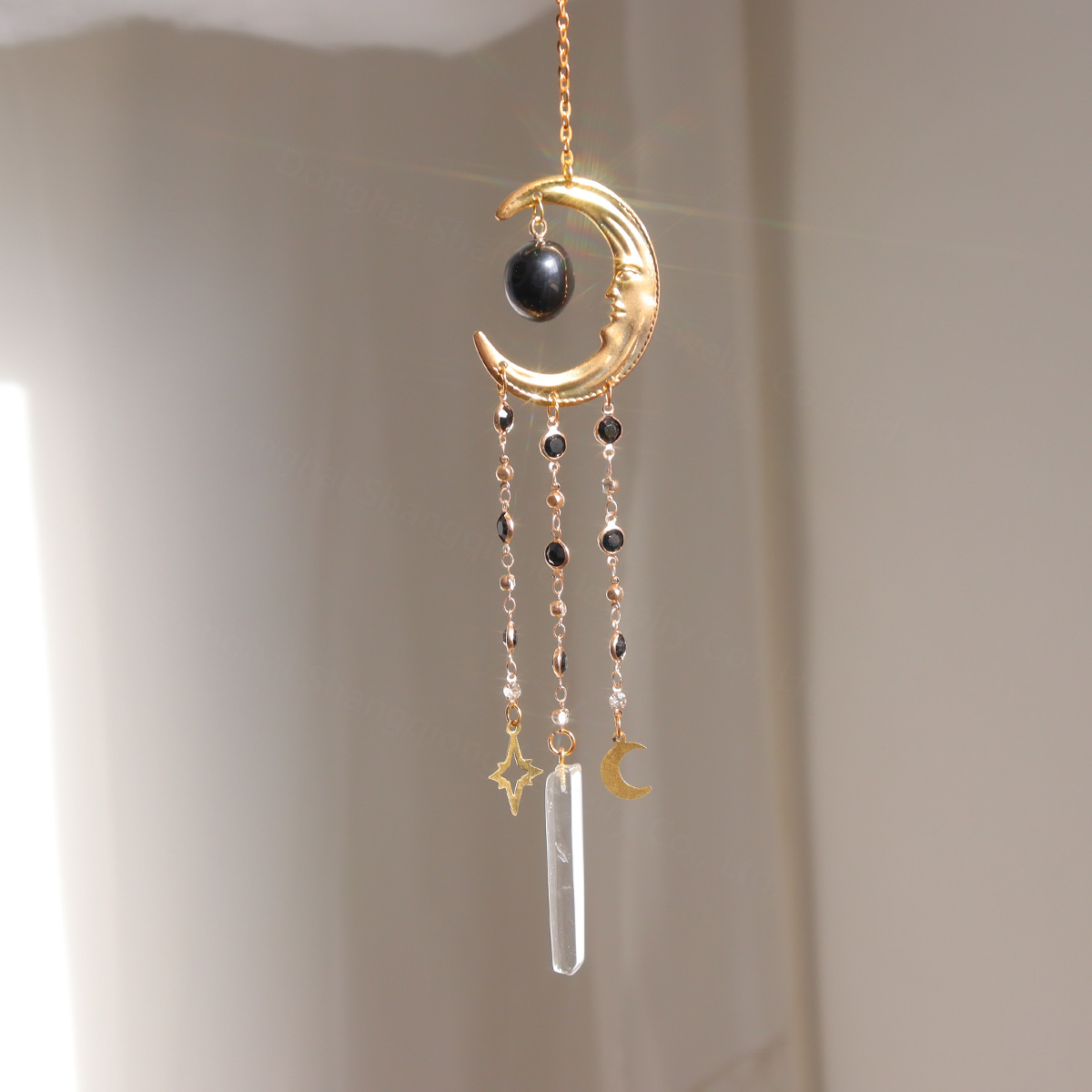 N2. obsidienne naturelle et quartz clair