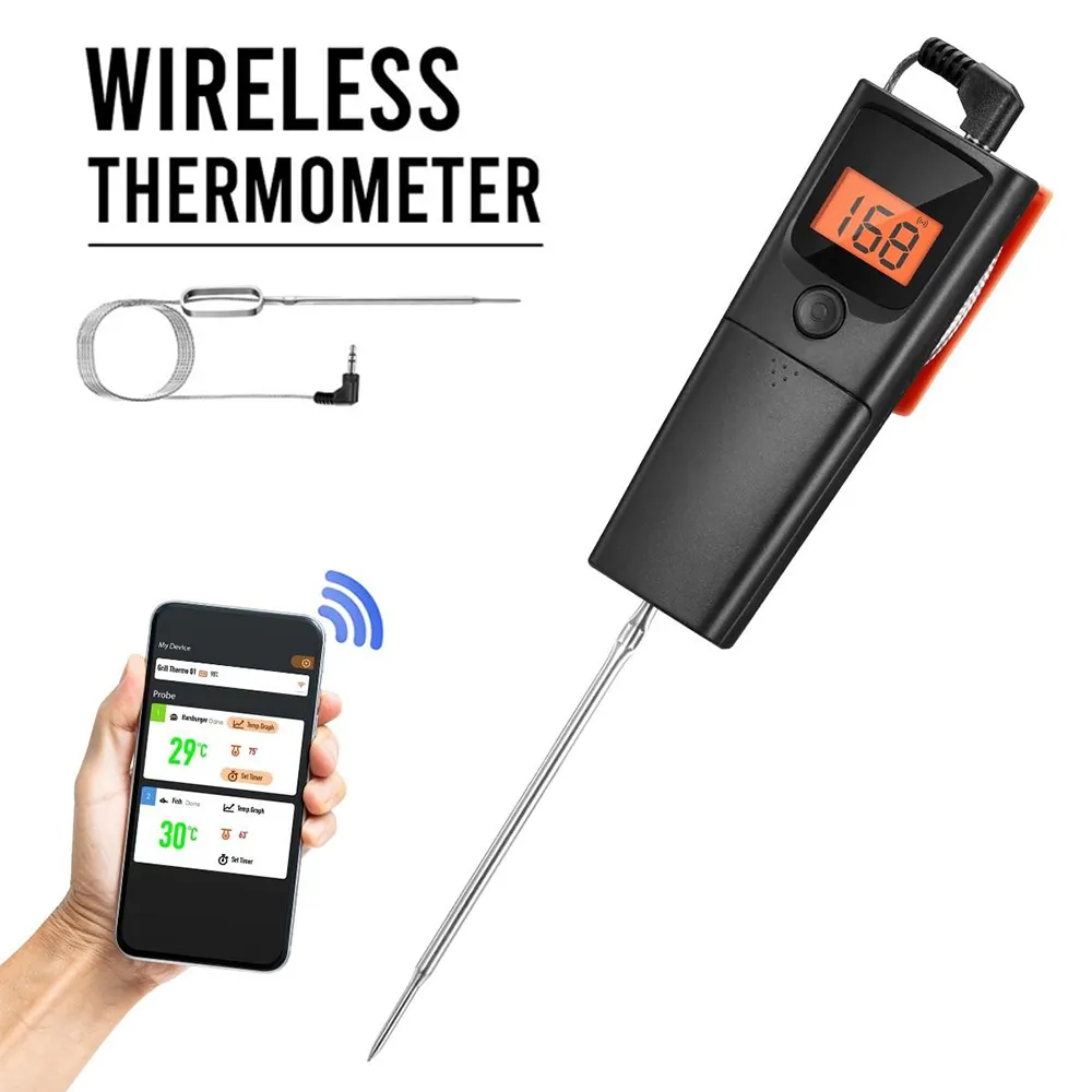 SuperFast Wireless Outdoor Remote Digital BBQ Thermometer With Probe Cooking Food Meat MiniX1