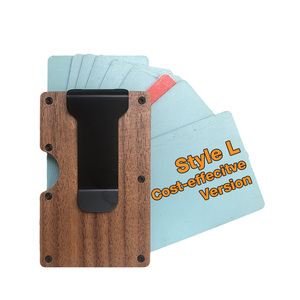 Commercio all'ingrosso in legno portafoglio minimalista per gli uomini fermasoldi in alluminio metallo portafoglio accessori da viaggio <span class=keywords><strong>porta</strong></span> carte di credito con fermasoldi - Product Image 1