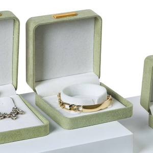 Luxury Suede Wrapping Jewelry Box with Metal Deco for Ring Necklace Luxury Jewelry Rigid Box Gold Foil Stamping Suede Lining DDP - Product Image 6