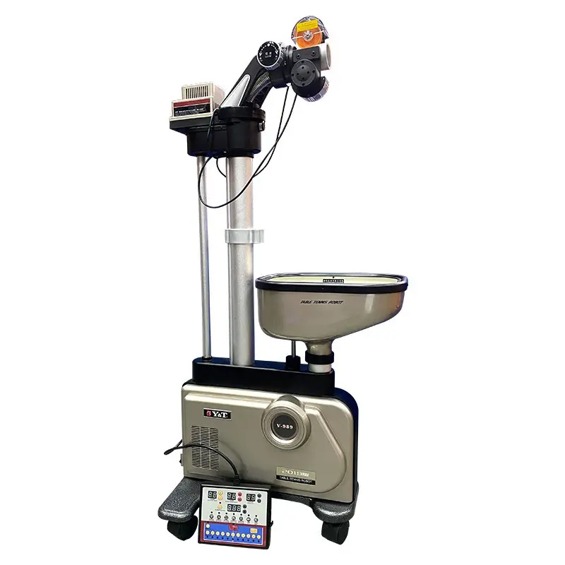 Y&T V989 High Level Smart Serve Auto-recycle Black Table Tennis Robot with 4-50m/s Ball Speed and High/Low Arc Adjustment