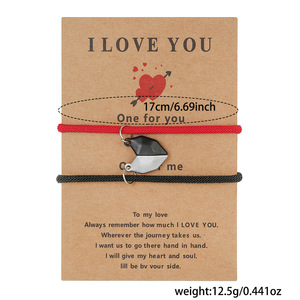 I Love You Heart Magnetic Clasp <b>Bracelet</b> Set <b>Couple</b> Woven Jewelry Unisex Valentine's Day Gift Red String Style - Product Image 5