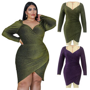 Abiti da sera Casual taglie forti africani da donna con colletto <span class=keywords><strong>incrociato</strong></span> e spalle scoperte - Product Image 1