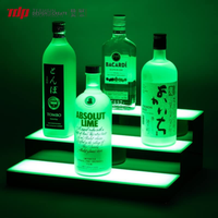 TERMEIN Présentoir à Bouteilles de Liqueur en Acrylique Illuminé par LED RGB à 2 Niveaux pour Pub et Salon VIP
