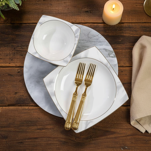 50-Piece Durable Luxury Bone China <b>Dinnerware</b> Set Scenic Pattern Gold Trim Europe Beijing Design Dishwasher Safe 7-9 User - Product Image 3
