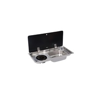 Cuisinière à gaz GPL 2 brûleurs en acier inoxydable 0,8-1,0 mm d'épaisseur pour camping-car, caravane, allumage électrique, couvercle en verre trempé, combiné