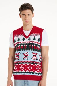 FNJIA Custom <strong>Men's</strong> Oversize Pullover Jumper Fall Jacquard Christmas Print Knitted Sweater Casual Style for <strong>Holiday</strong> <strong>Vest</strong> - Product Image 2