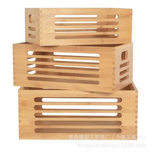 Solid Wood <b>Storage</b> Box Rectangle With Handles No Lid For Towel <b>Clothes</b> Bedroom Organizing Decorative Wooden Basket - Product Image 2