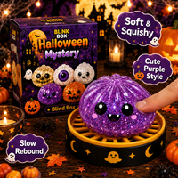 Nouveauté 2026 : Boîte Mystère Halloween Virale TikTok – Jouet Squishy Citrouille Pailletée Anti-Stress avec Œil, Balle à Presser Unisexe 8+